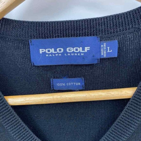 Polo Golf Ralph Lauren Sweater Vest Mens Large 100% Cotton Knit V-Neck Vintage - Picture 3 of 9